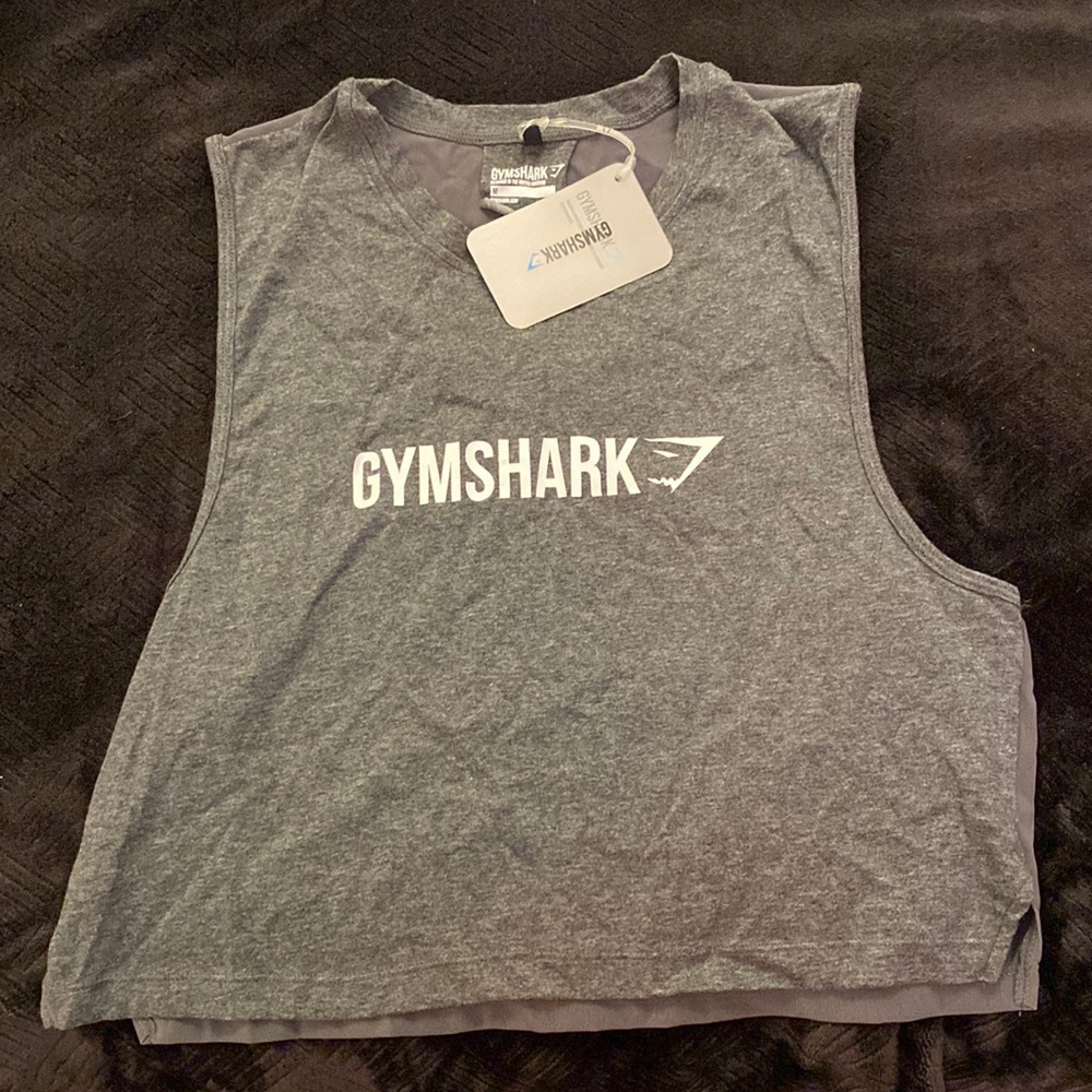 Gymshark Crop Mesh Back Tank - Charcoal Marl - Medium
